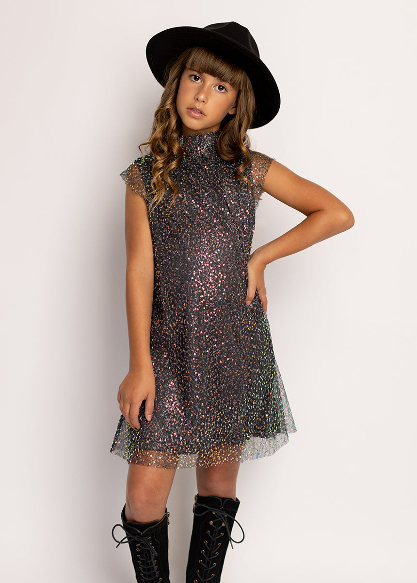 Ansel Dress in Black Sequin