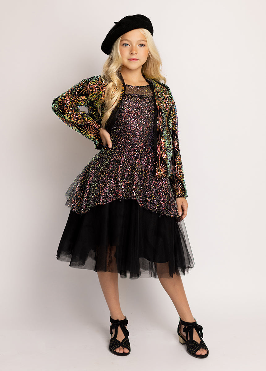 Elsbeth Petticoat Dress in Oil Slick