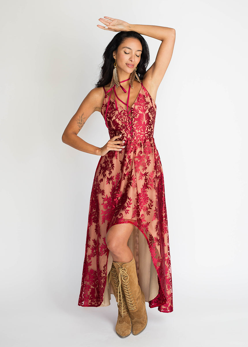 Holli Dress in Red Wine