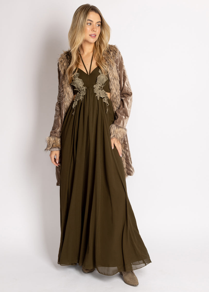 Mari Dress in Deep Moss