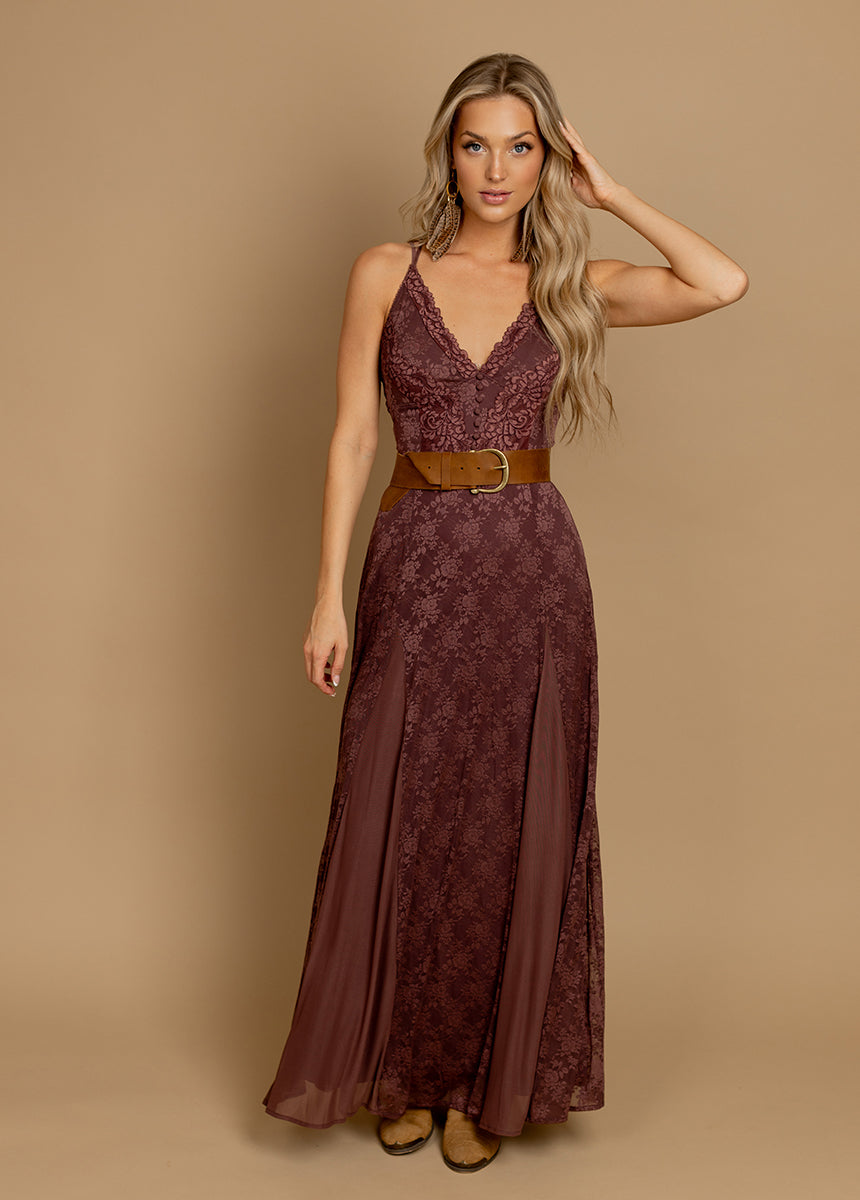 Alia Dress in Mahogany