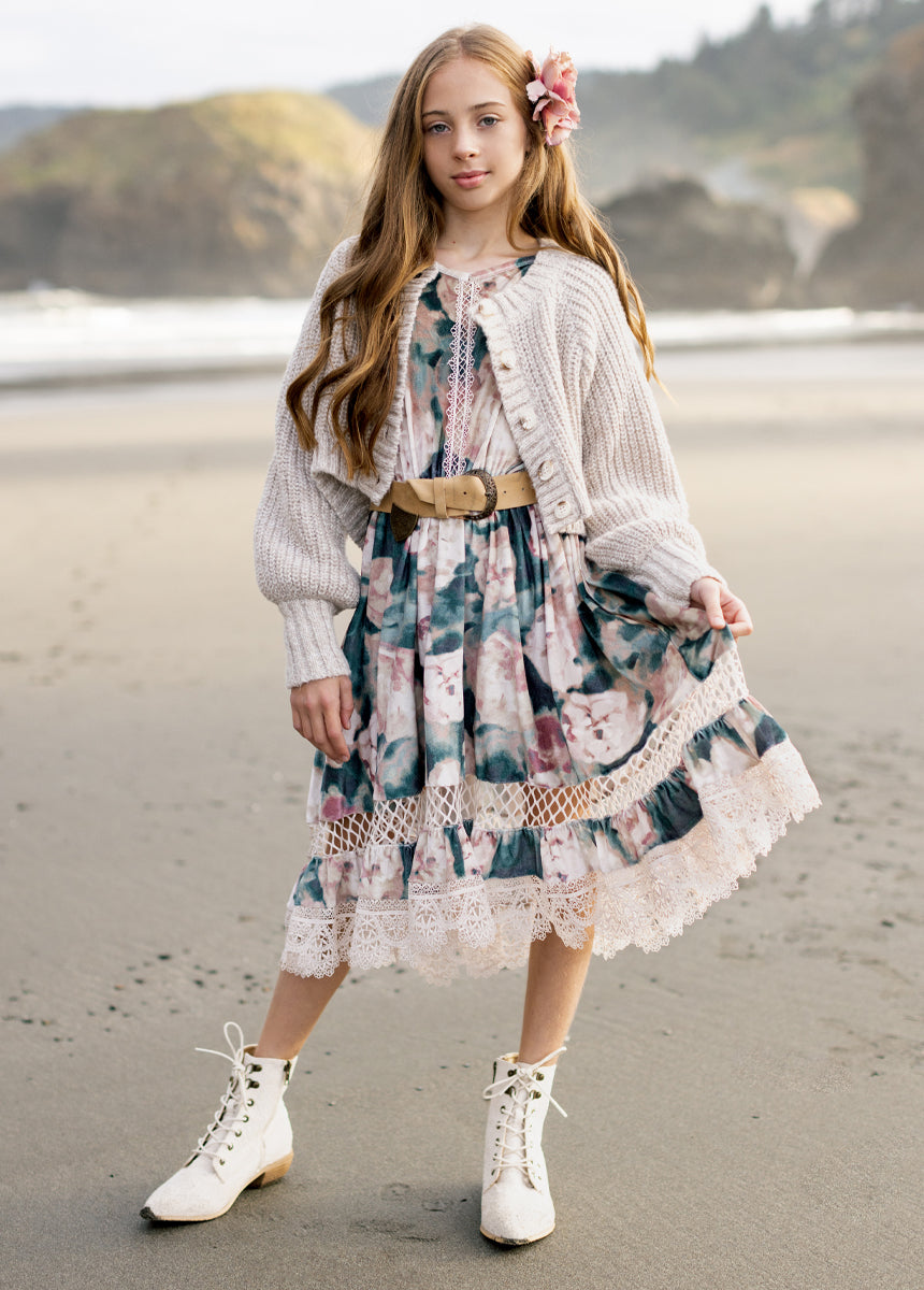 Arella Dress in Cool Watercolor