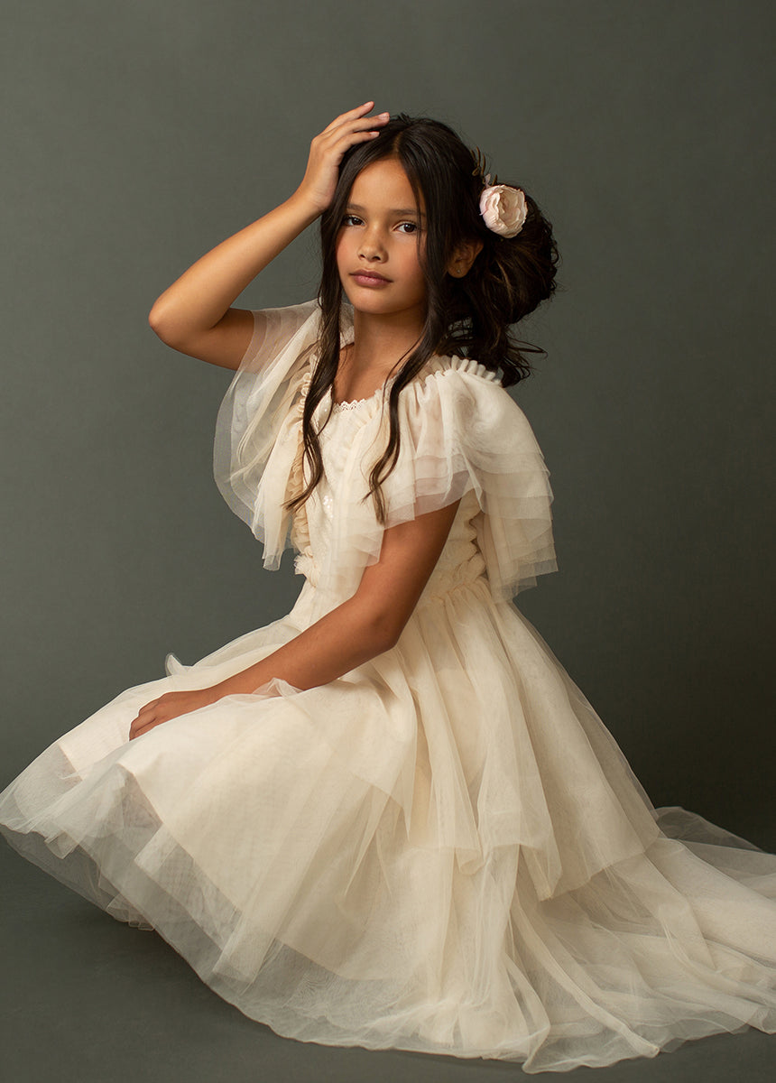 Annalise Girls White Short Sleeve Dress – A Little Lacey