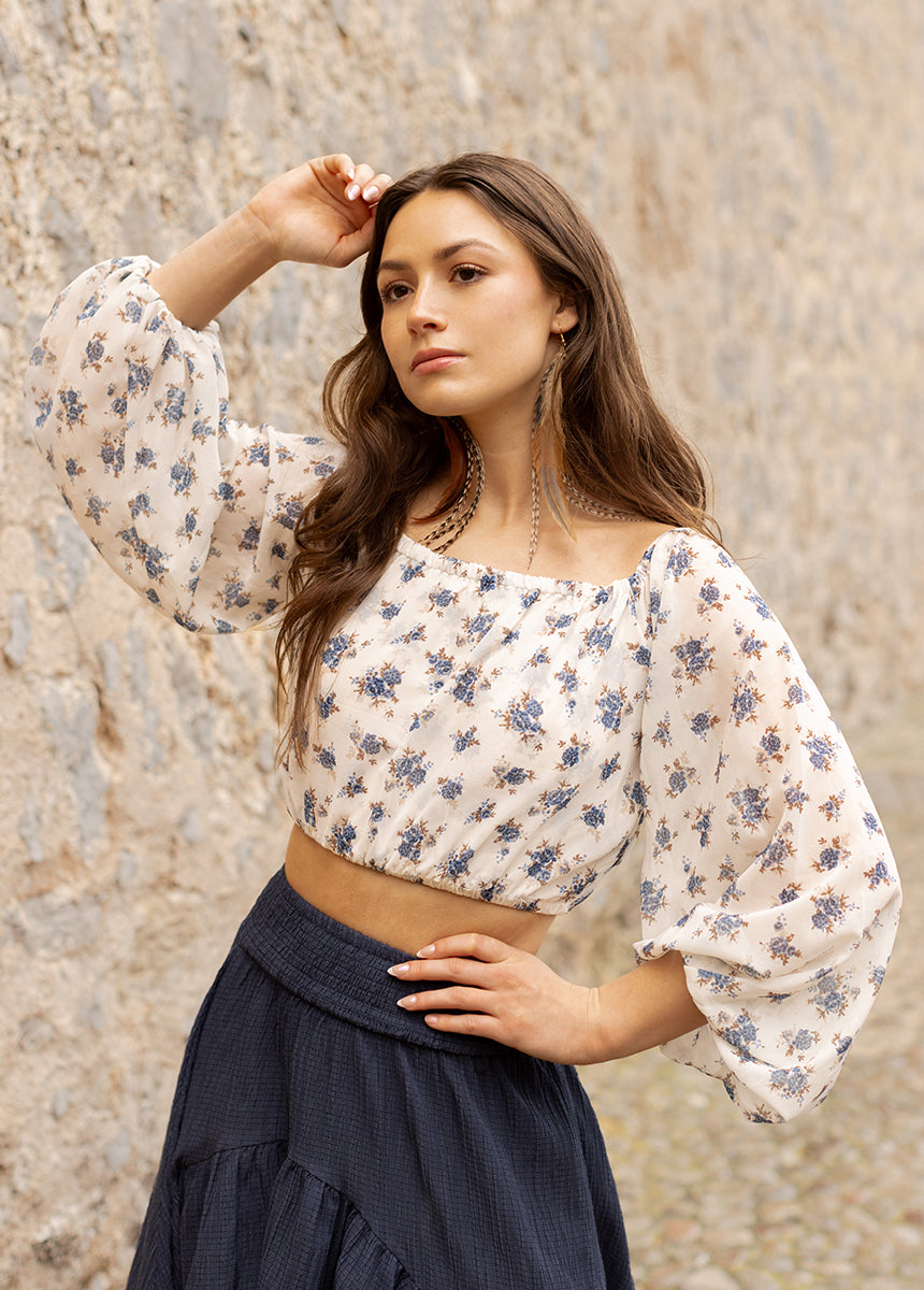 Magali Top in Cream Ditsy Floral