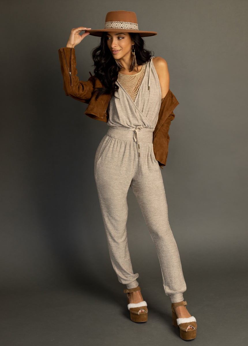 Baylee Jumpsuit in Heather Light Taupe