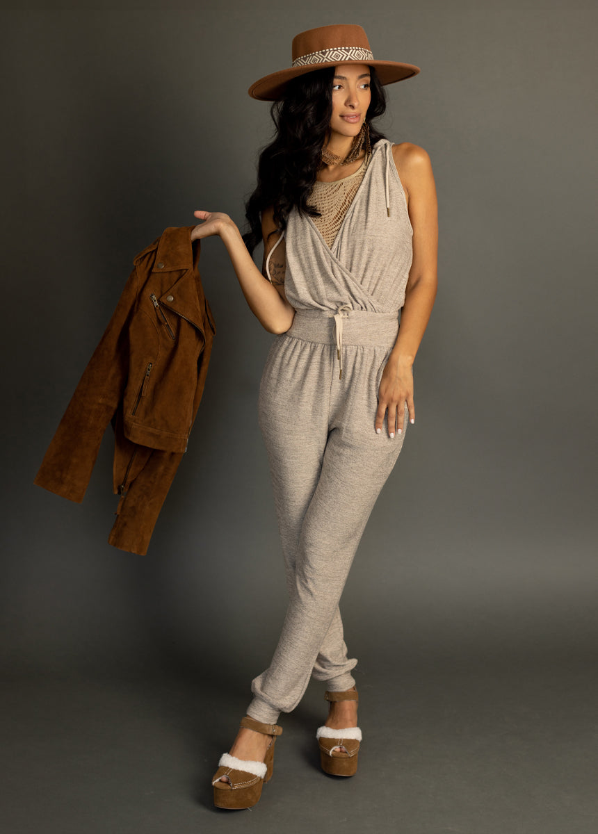 Baylee Jumpsuit in Heather Light Taupe