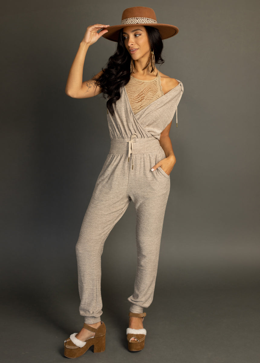 Baylee Jumpsuit in Heather Light Taupe