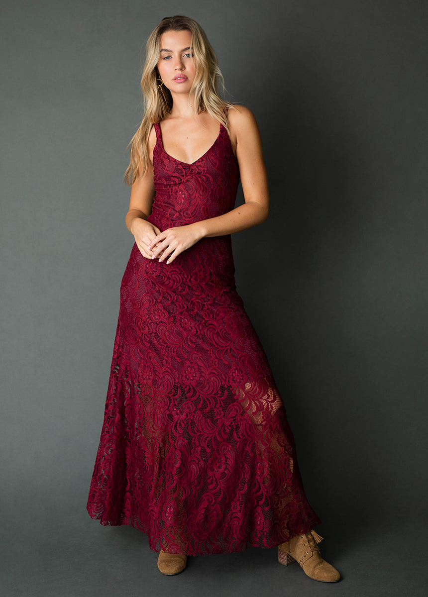 Carmel Slip Dress in Burgundy