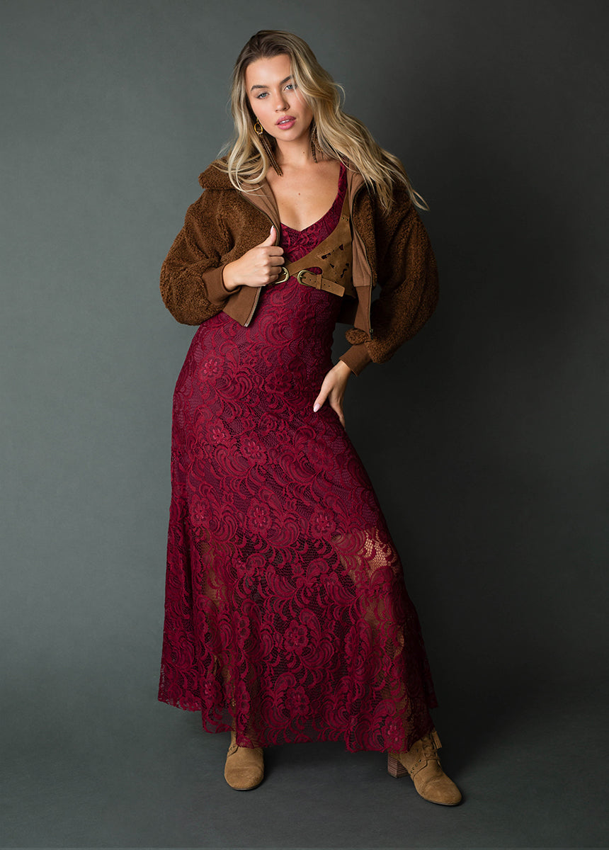 Carmel Slip Dress in Burgundy