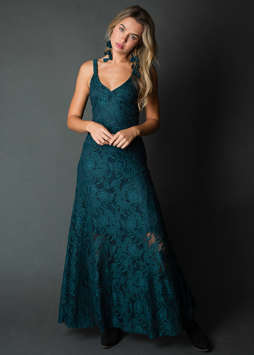 Carmel Slip Dress in Deep Teal