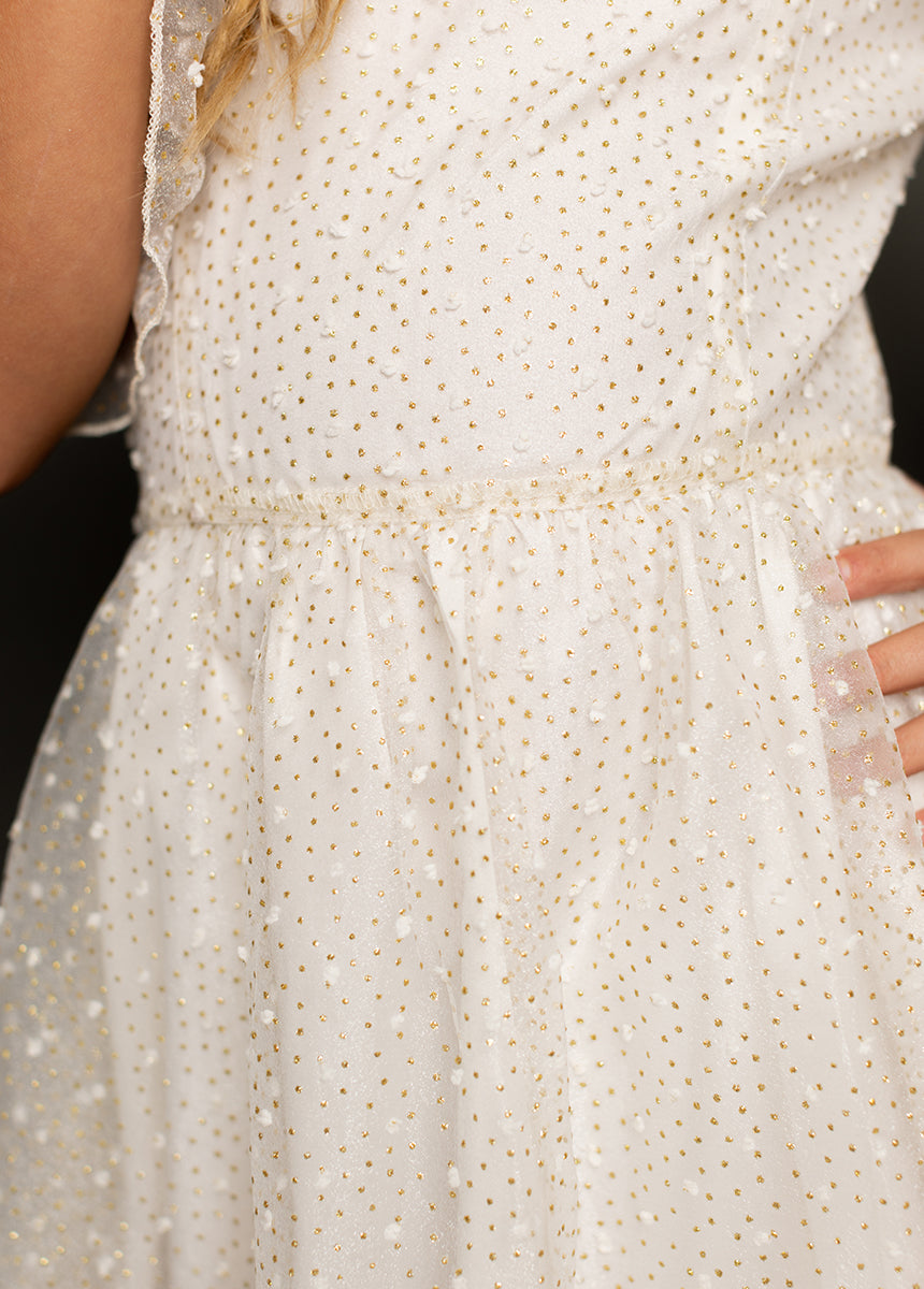 Chloe Dress in Cream Dot