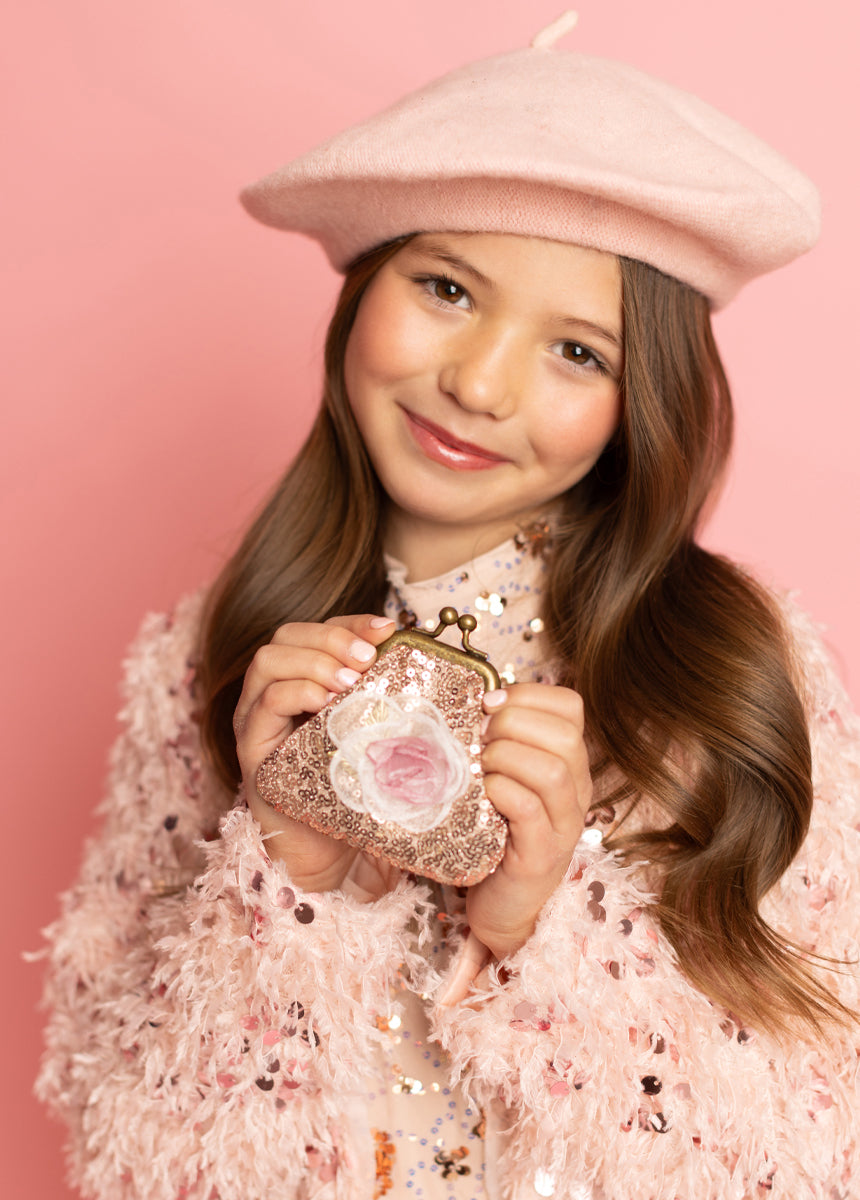 Deavaney Coin Purse in Pink Sequin