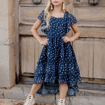 Dimia Dress Navy Bird Floral