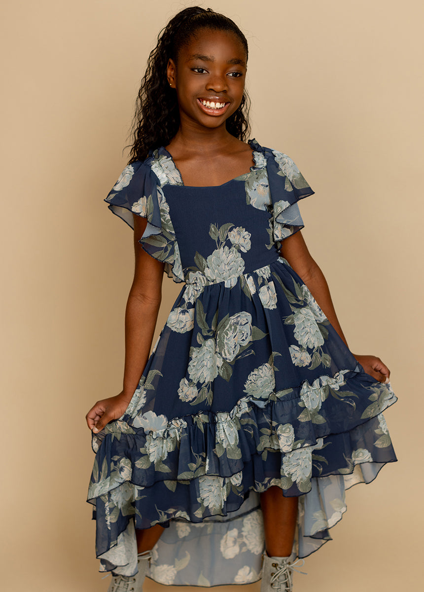 Dimia Dress in Large Navy Floral