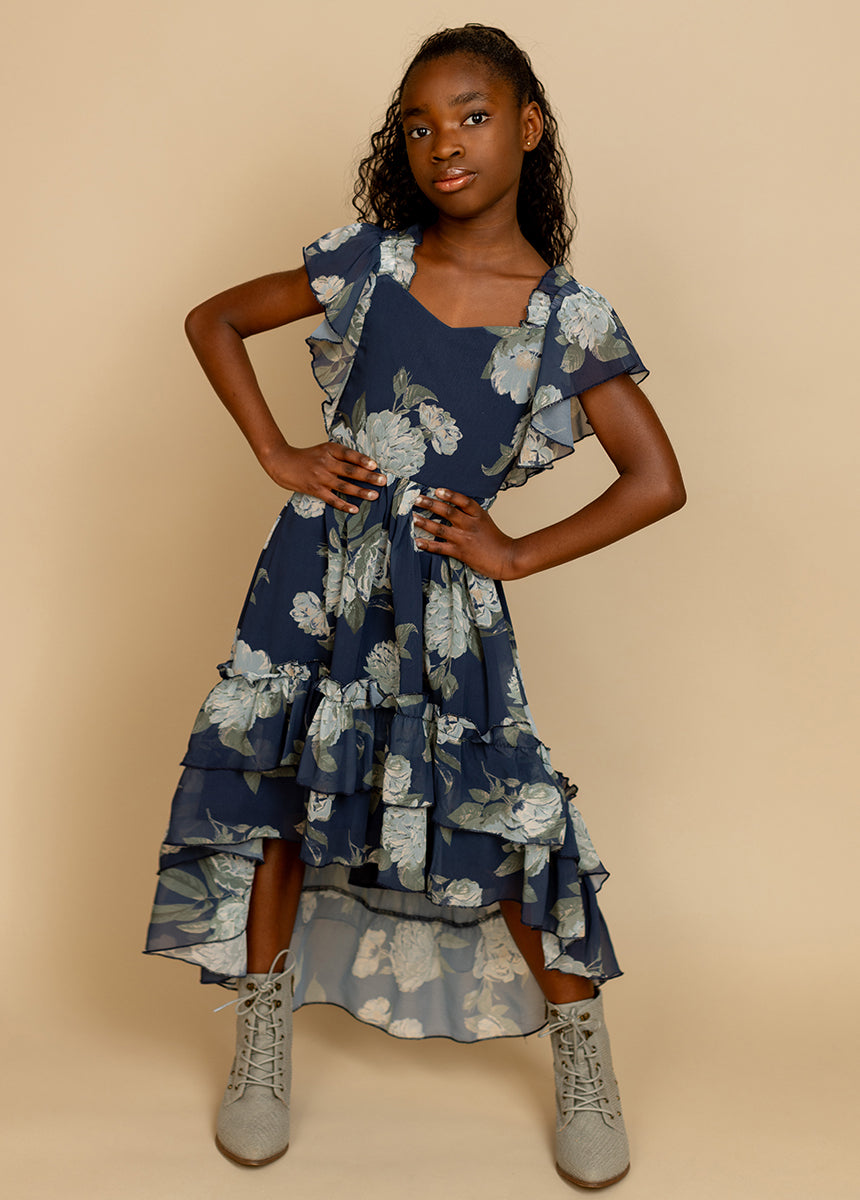 Dimia Dress in Large Navy Floral