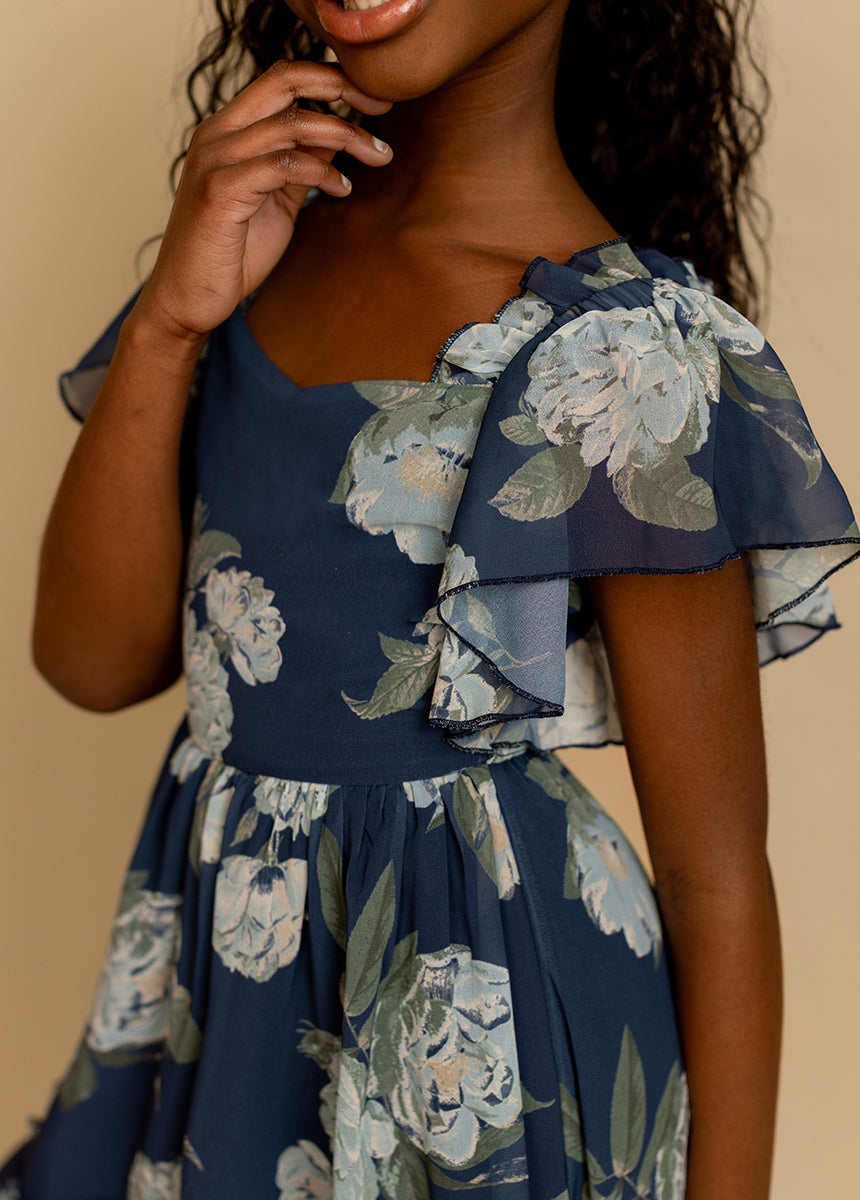 Dimia Dress in Large Navy Floral