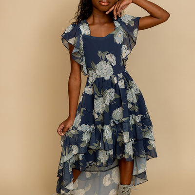 Dimia Dress in Large Navy Floral