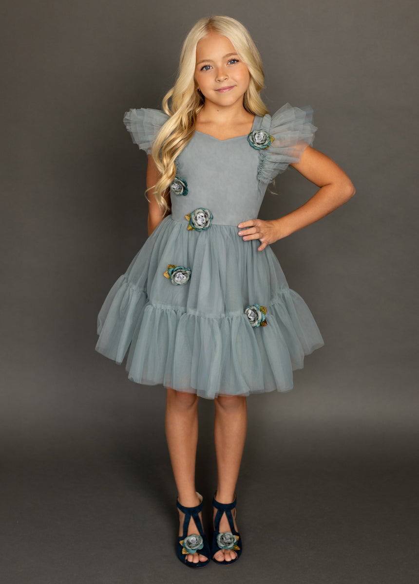 Elain Dress in Dusty Teal