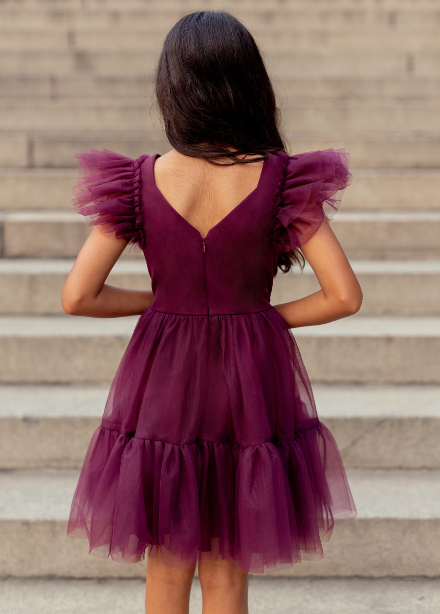 Elain Dress in Deep Plum