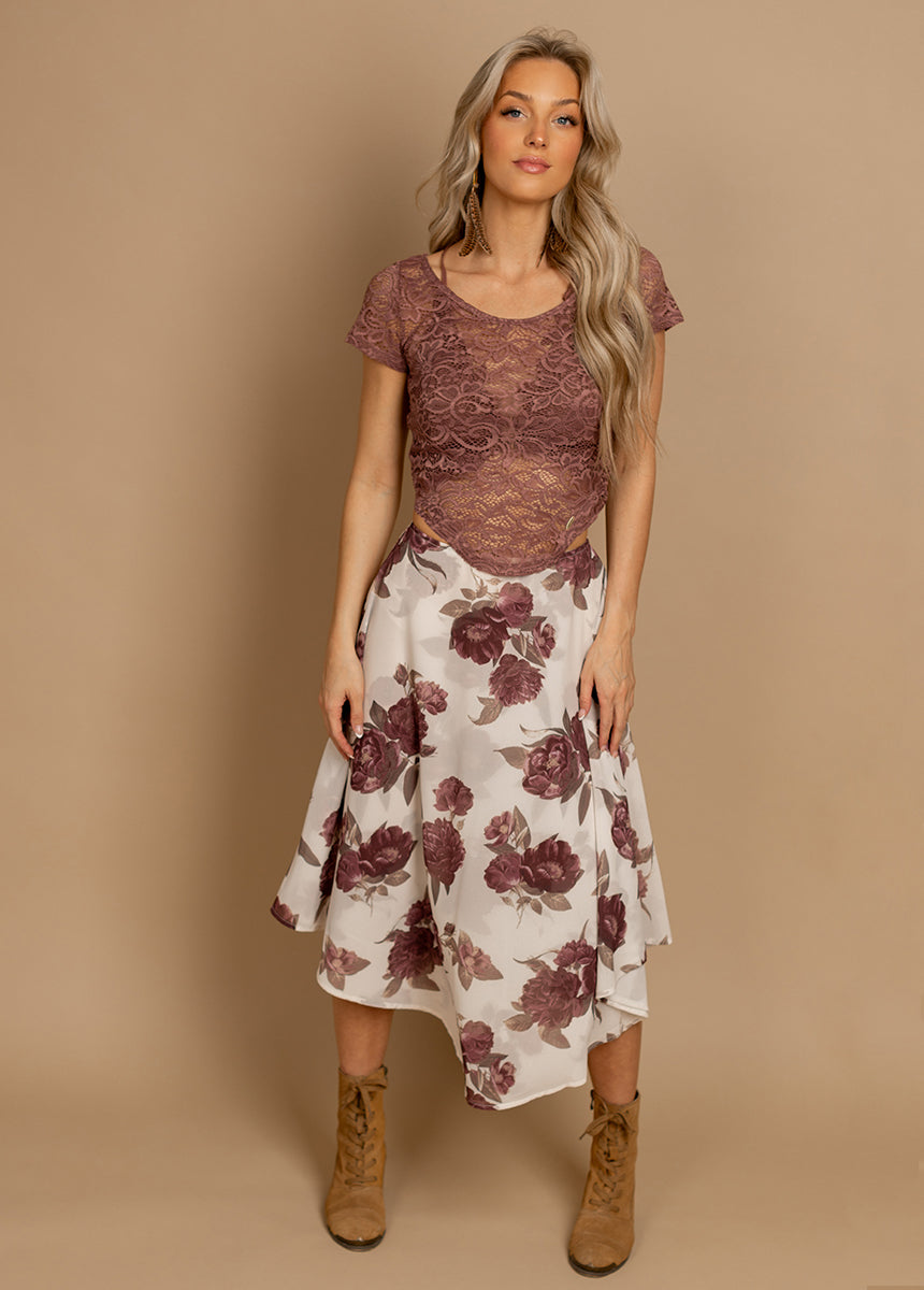 Sana Skirt in Large Cream Floral