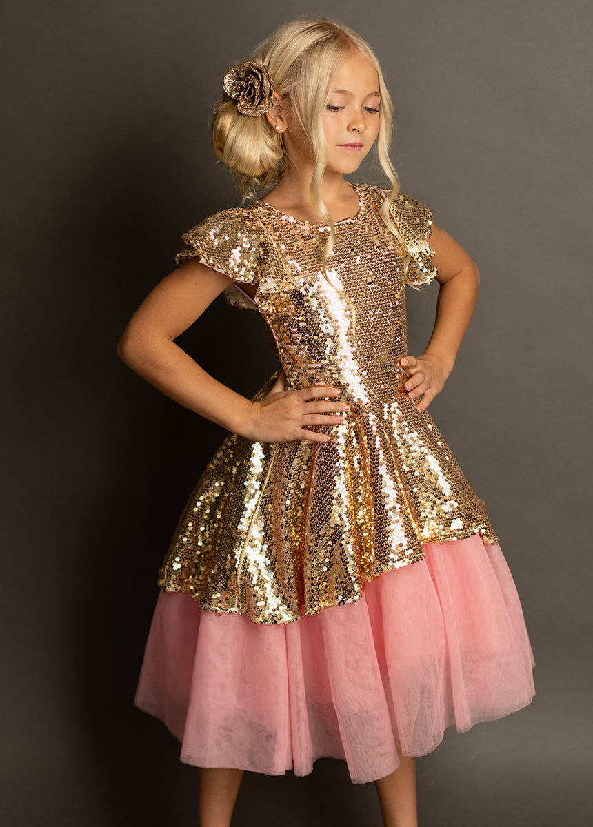 Elsbeth Petticoat Dress in Gold