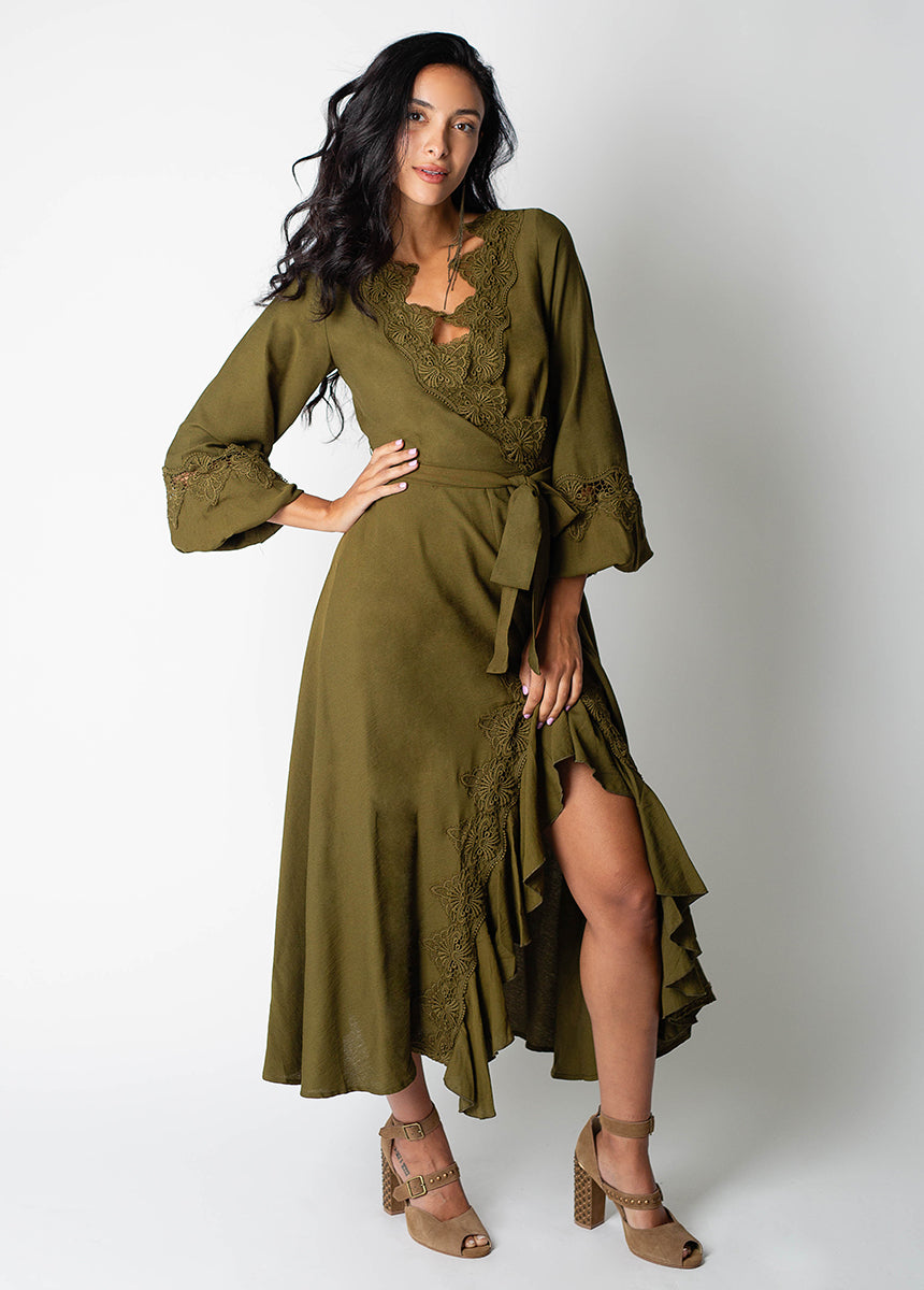 Felicite Dress in Army Green