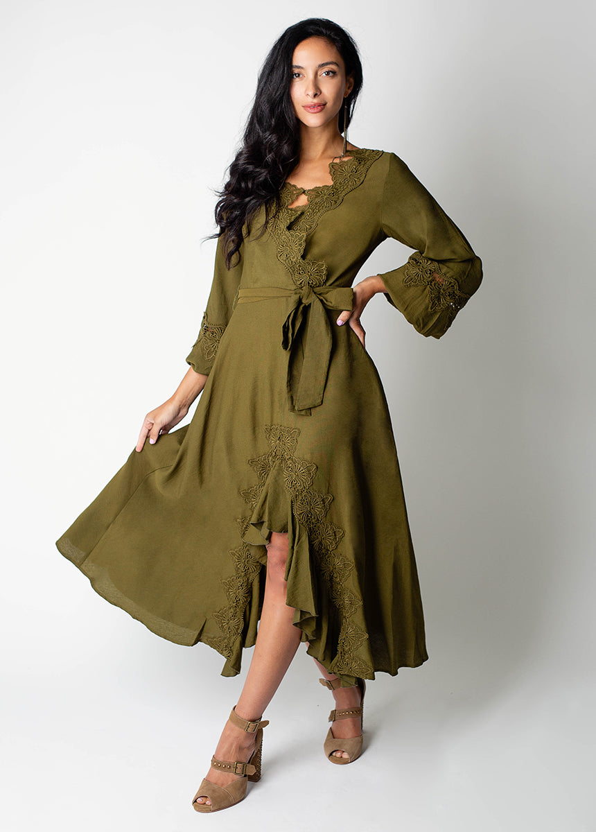 Felicite Dress in Army Green