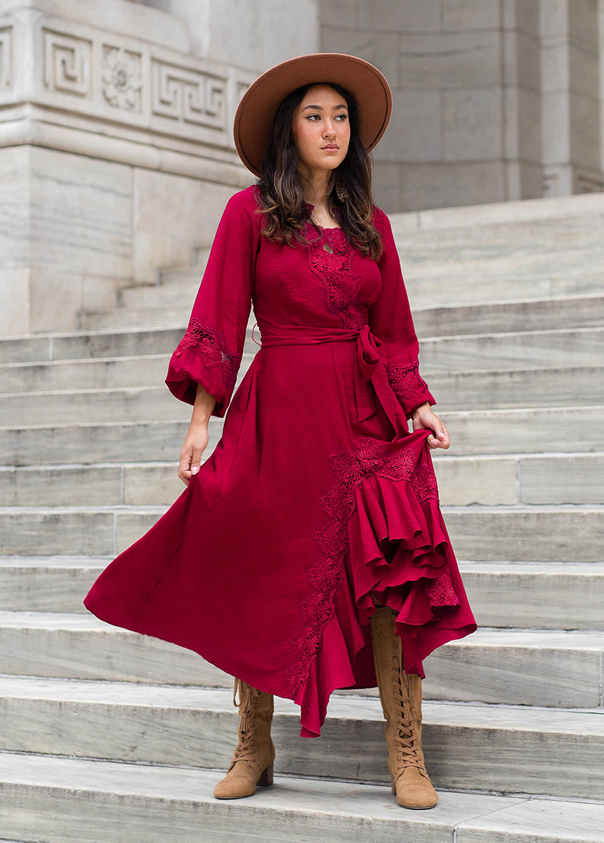 Felicite Dress in Wine