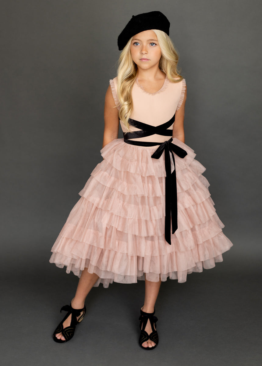 Geneva Petticoat Dress in Blush & Black