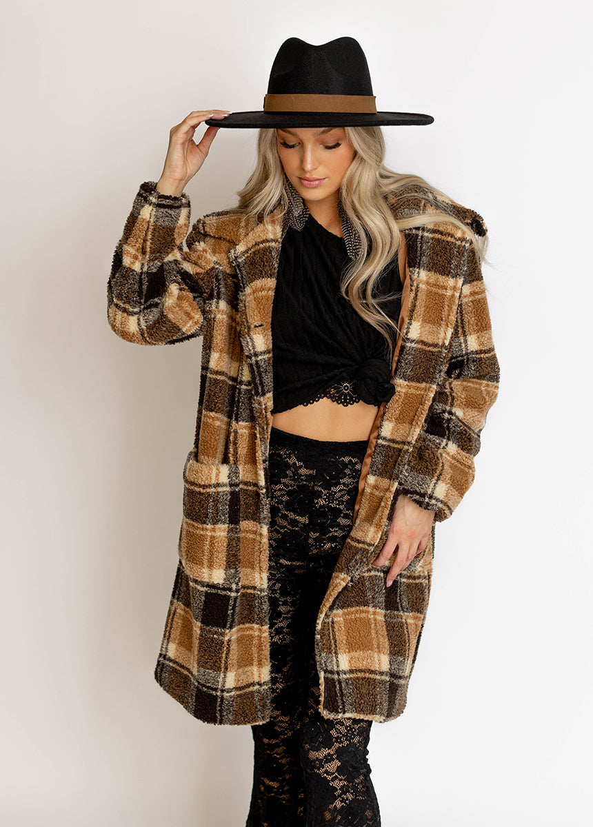 Gertie Coat in Brown Plaid