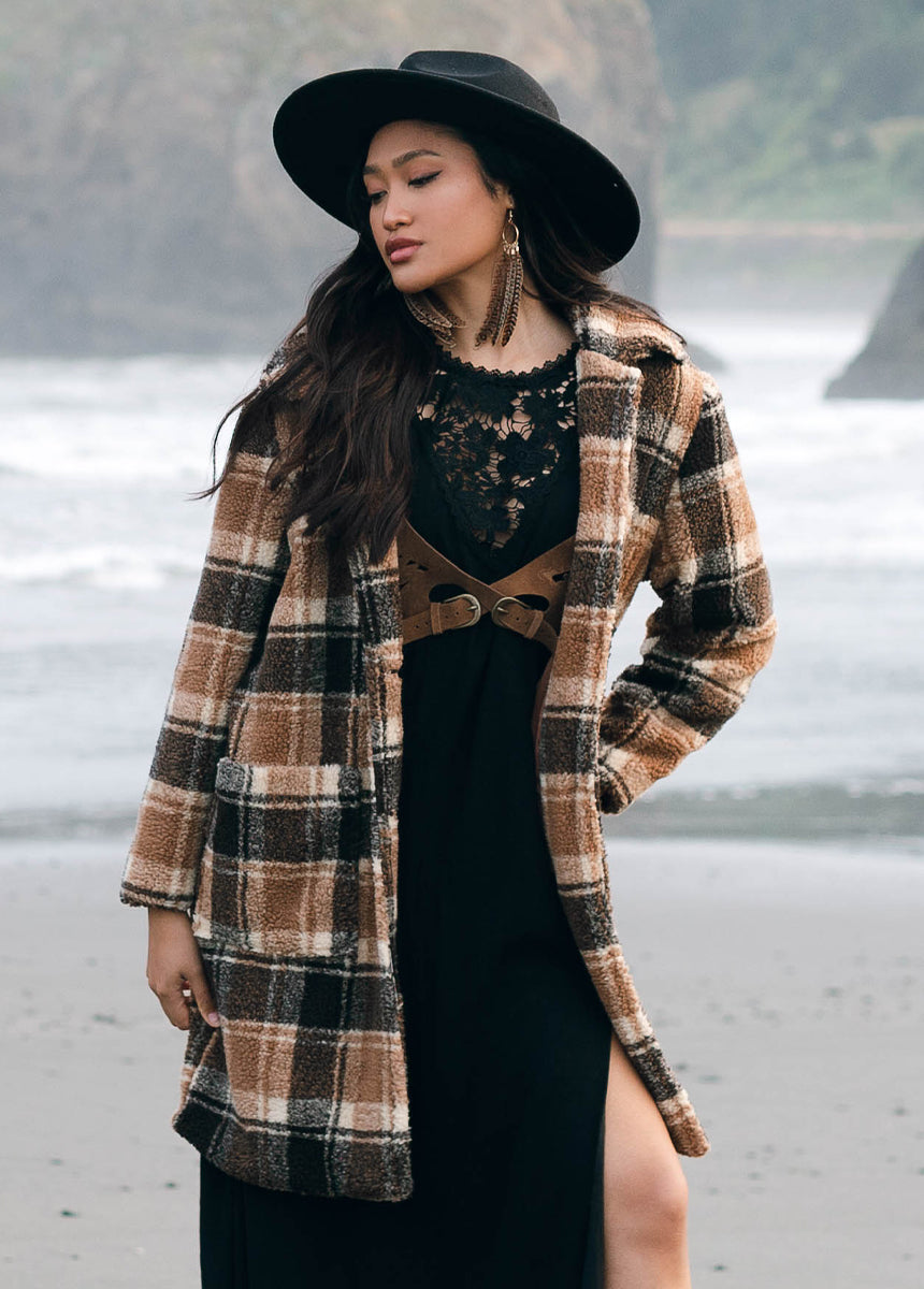 Gertie Coat in Brown Plaid