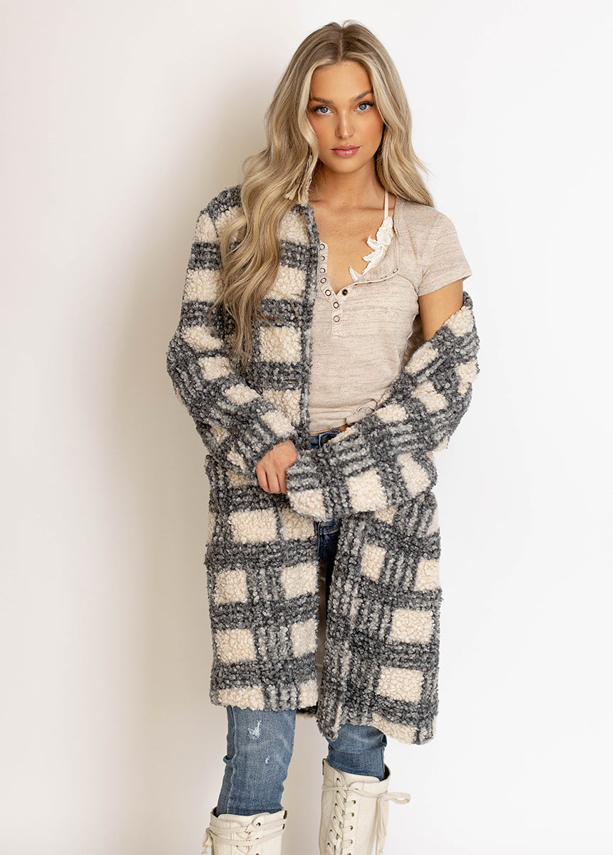 Gertie Coat in Gray Plaid