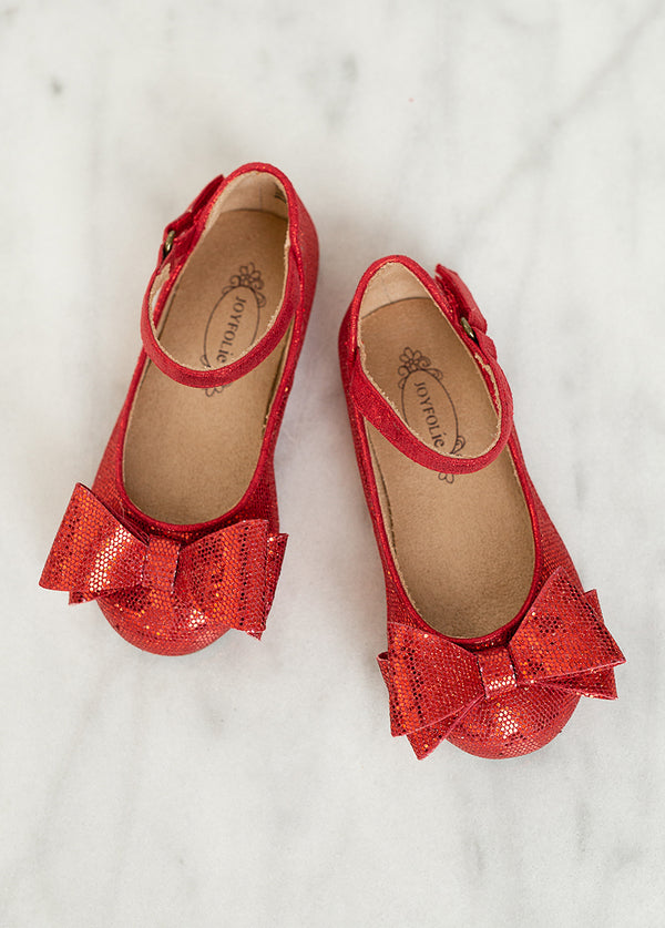 Red fashion glitter flats