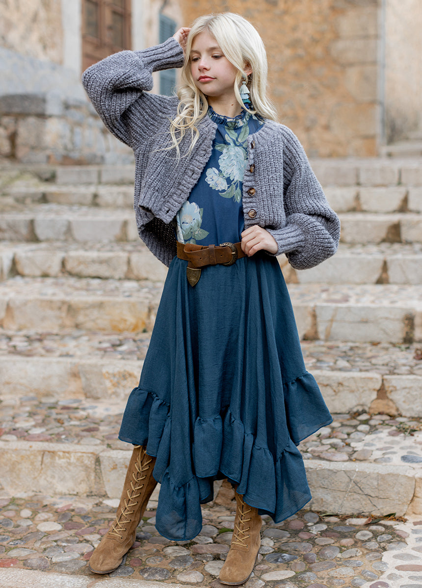 Isadora Top in Large Navy Floral