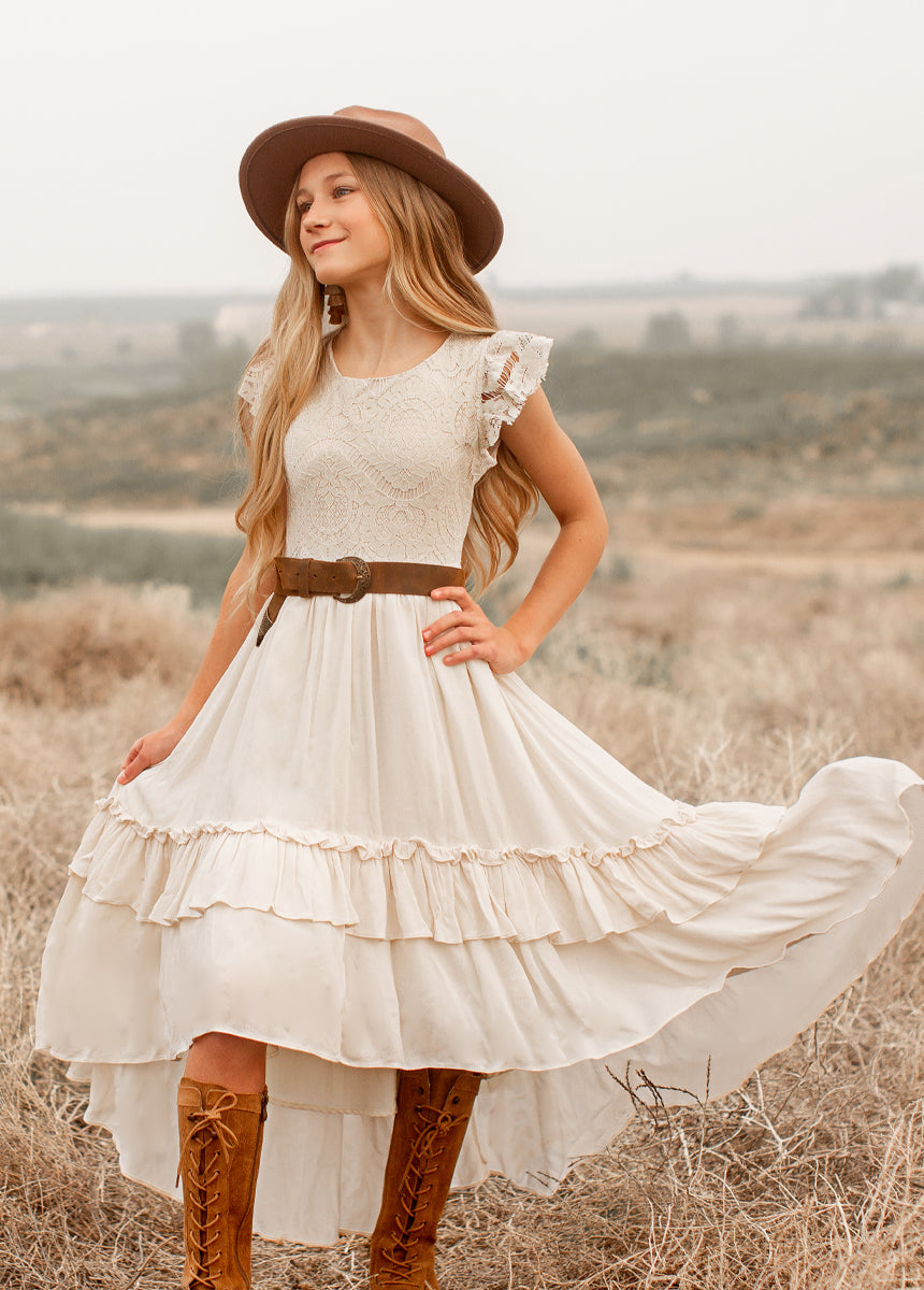 Lacy Petticoat Dress in Cream - Joyfolie