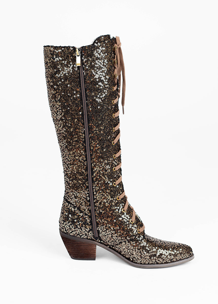 Bryce Boots in Bronze Sequin