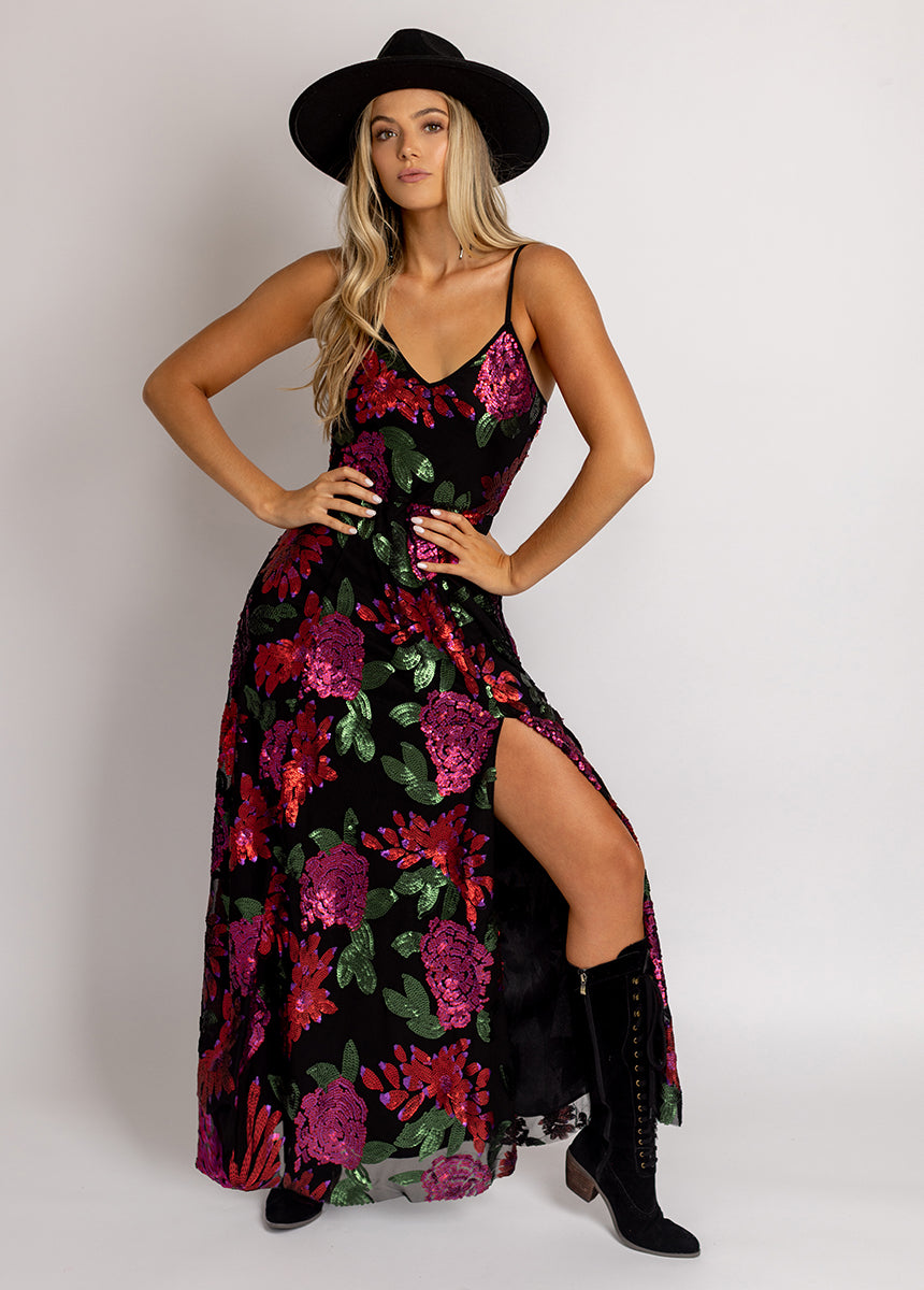 Aulora Dress in Rose Floral