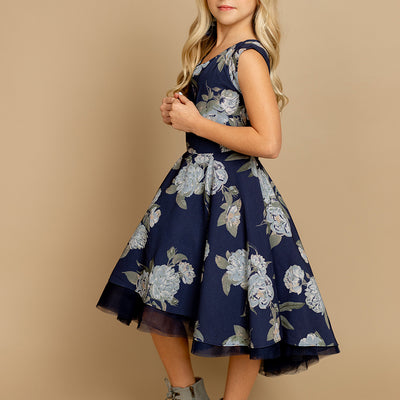 Lezah Petticoat Dress in Large Navy Floral