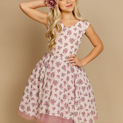 Lezah Petticoat Dress in Lilac Ditsy Floral