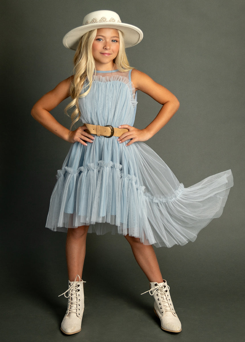 Loie Dress in Blue Smoke