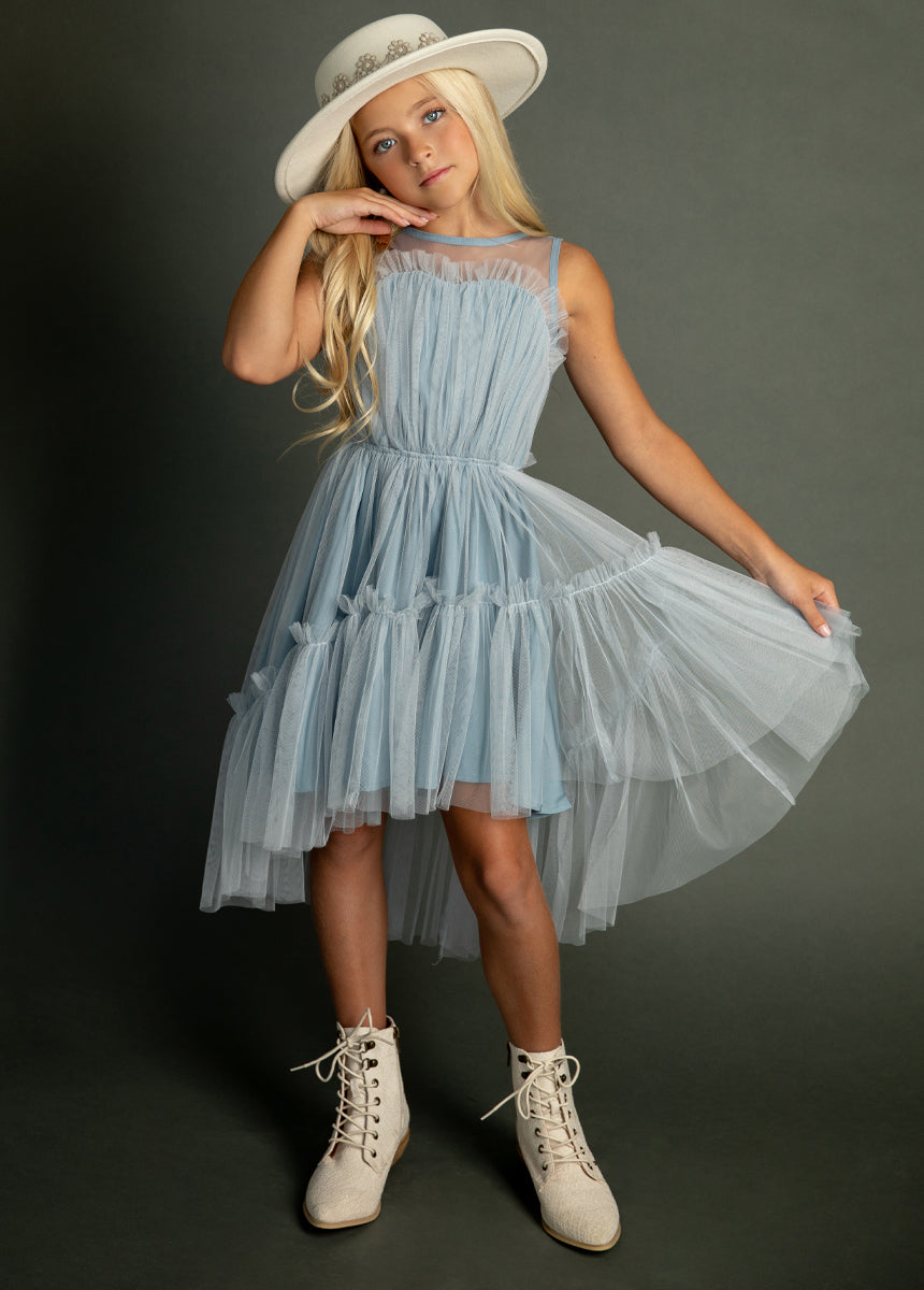 Loie Dress in Blue Smoke