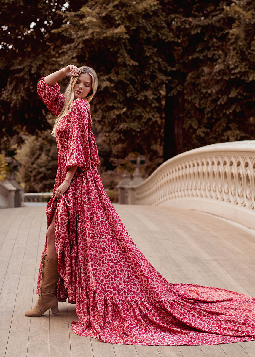 Lorna Impact Dress in Red Floral