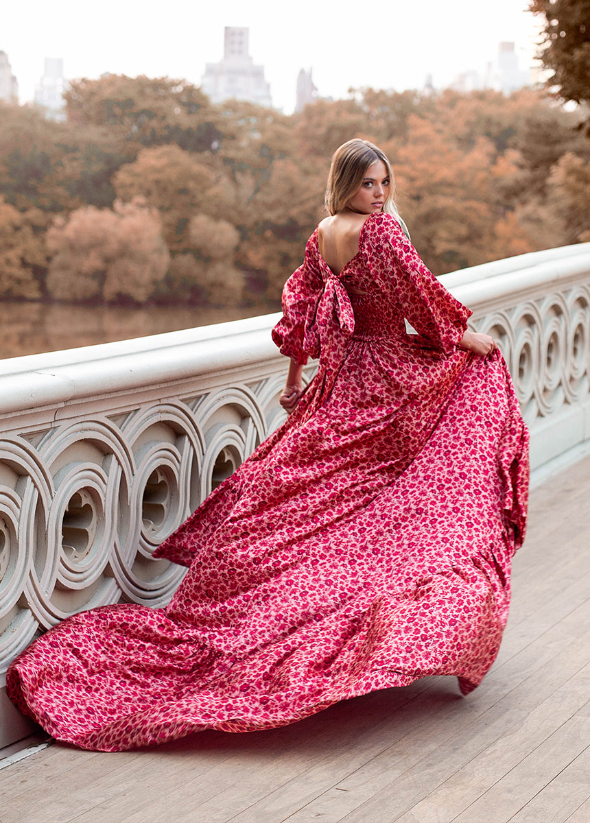 Lorna Impact Dress in Red Floral