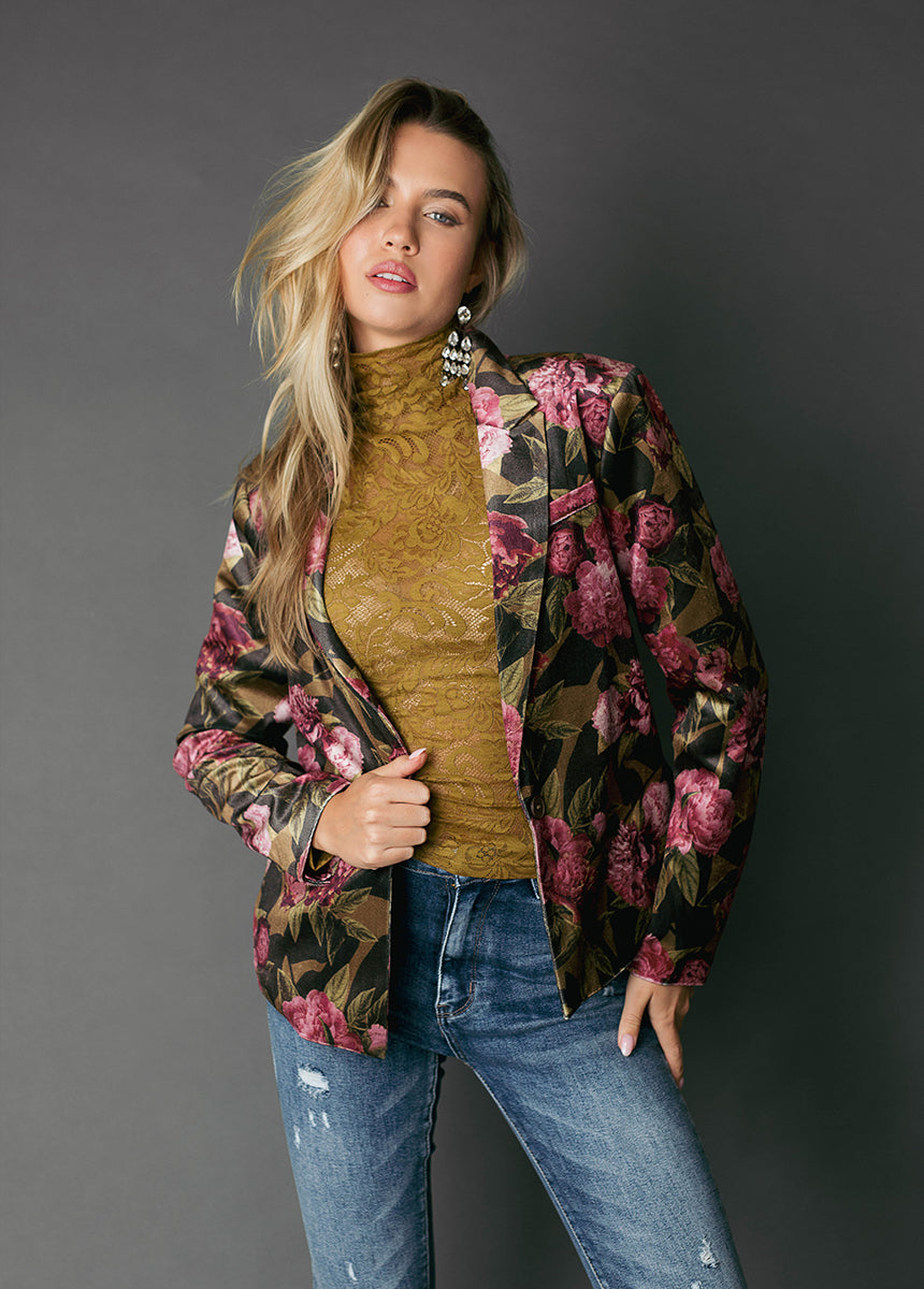 Louve Blazer in Bistre Floral