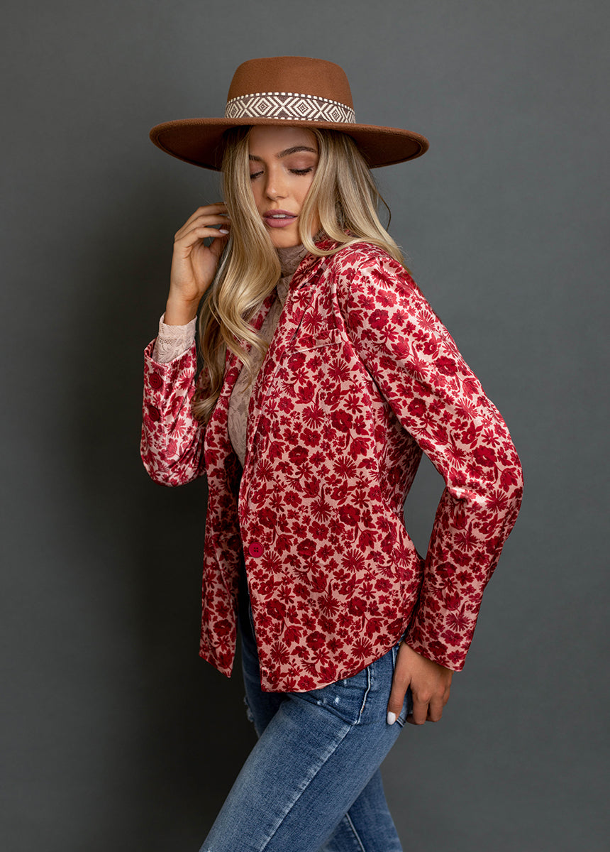 Louve Blazer in Red Floral