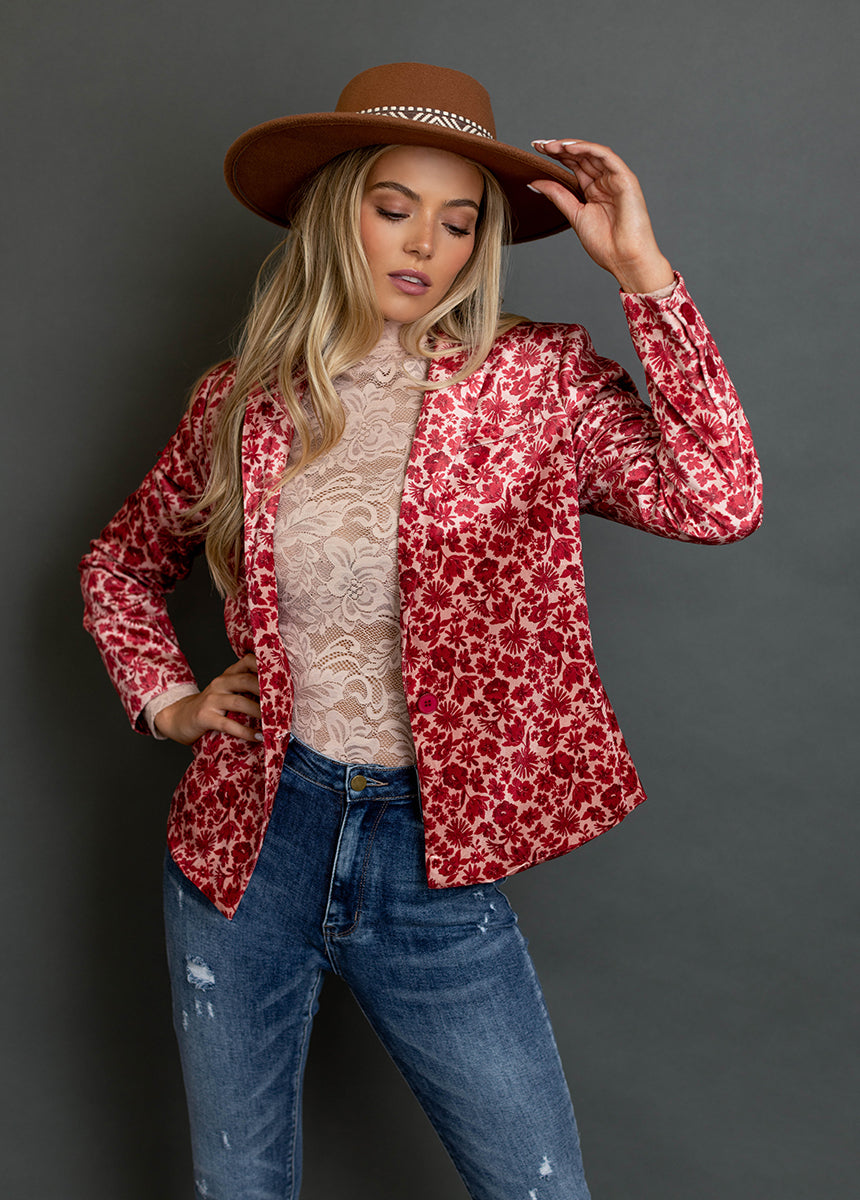 Louve Blazer in Red Floral