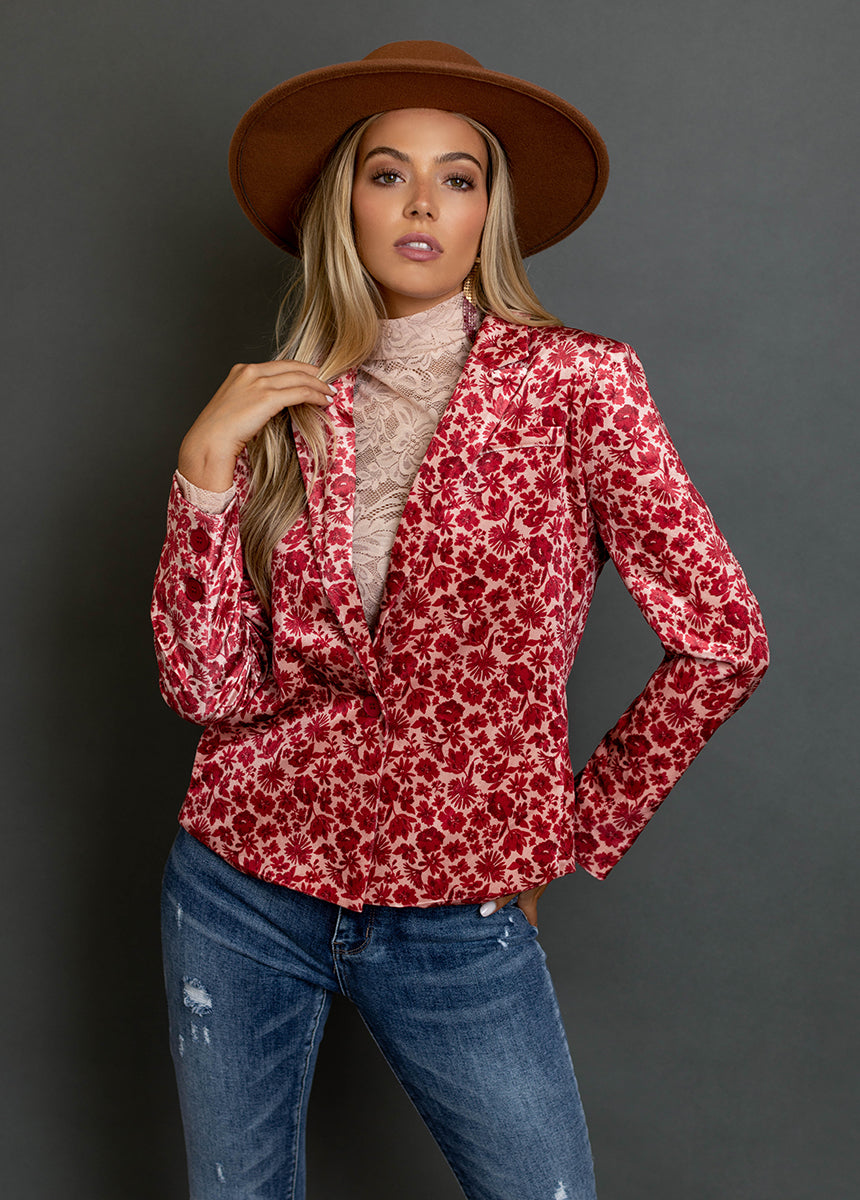 Louve Blazer in Red Floral