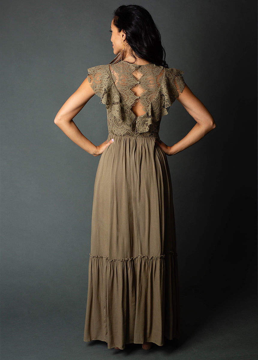 Macienne Dress in Army Green