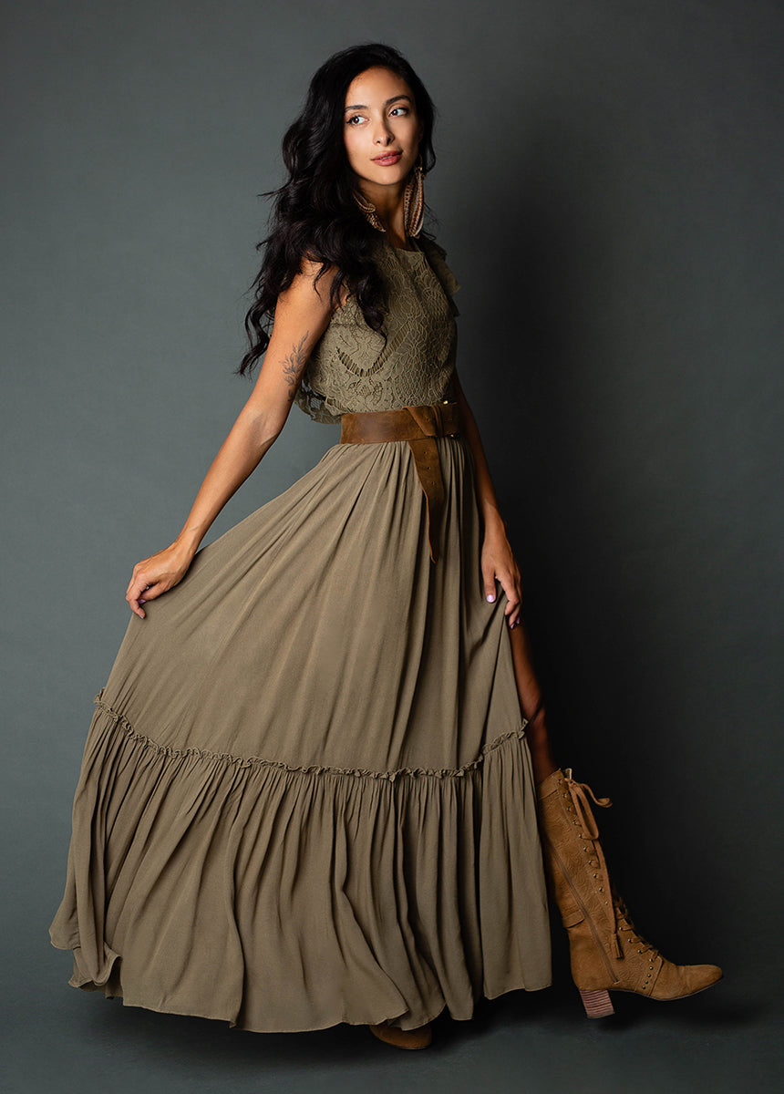 Macienne Dress in Army Green