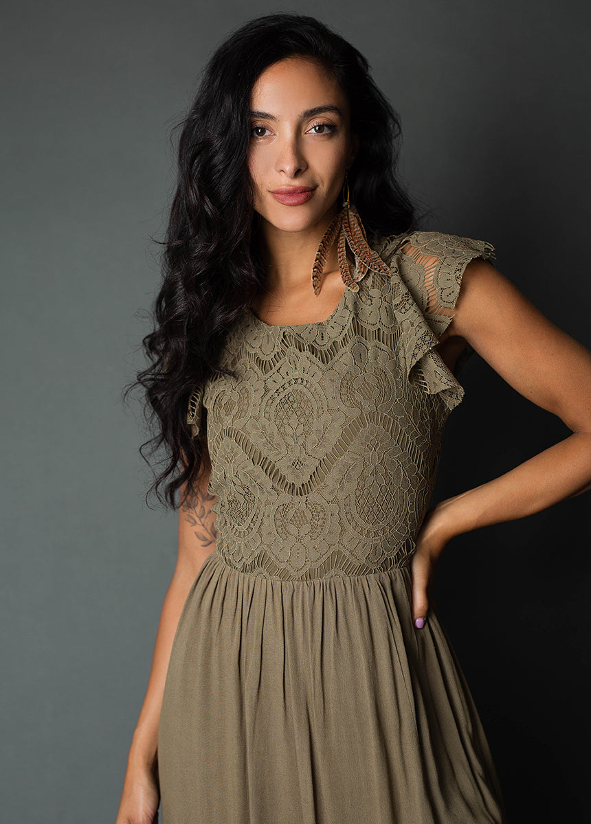 Macienne Dress in Army Green